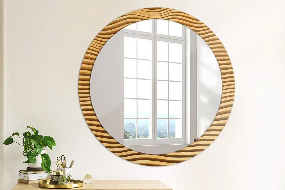 Spiegel rund Holzwelle
