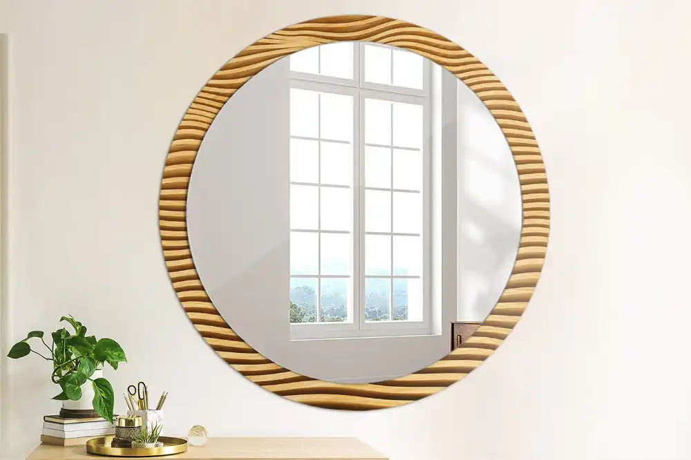 Spiegel rund Holzwelle