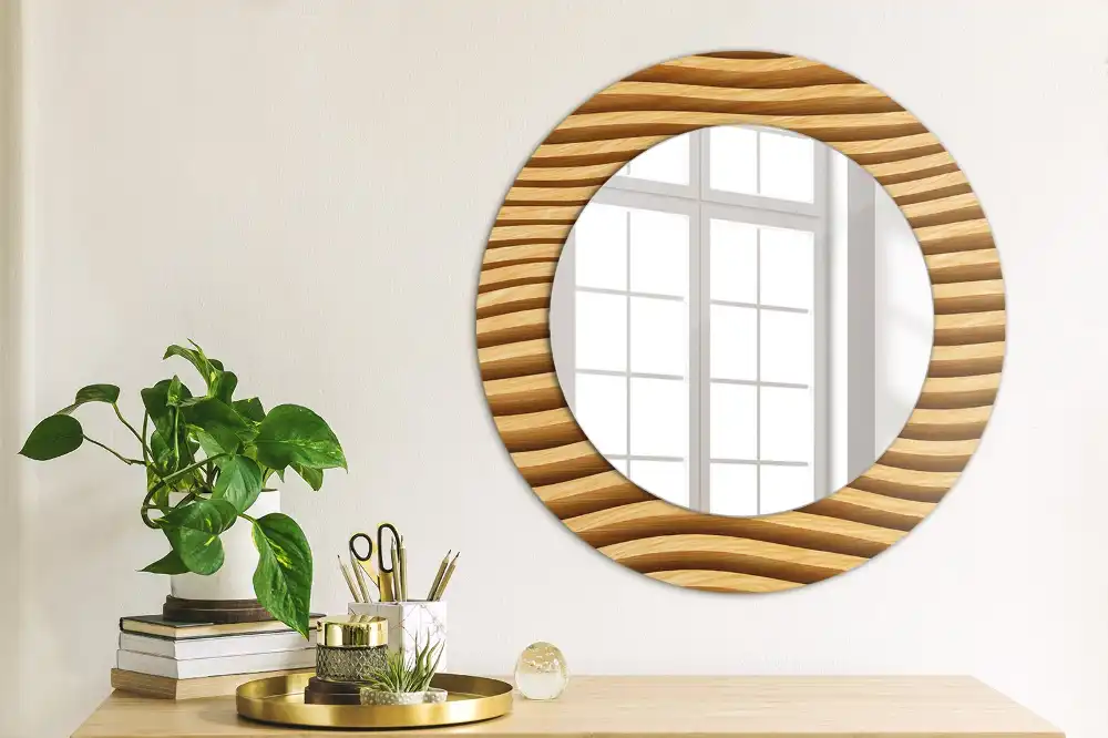 Spiegel rund Holzwelle