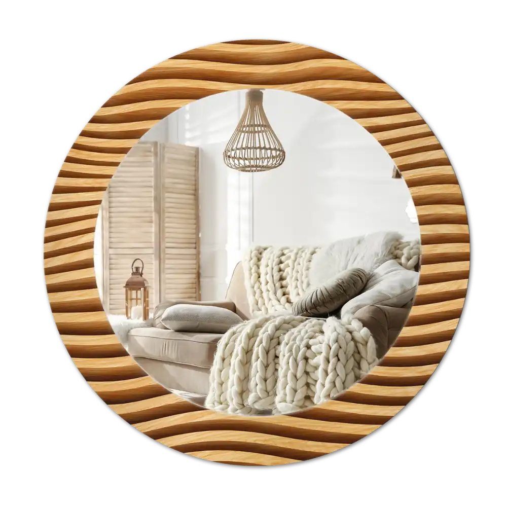 Spiegel rund Holzwelle