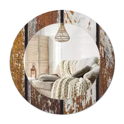 Runden spiegel Dunkles Vintage-Holz