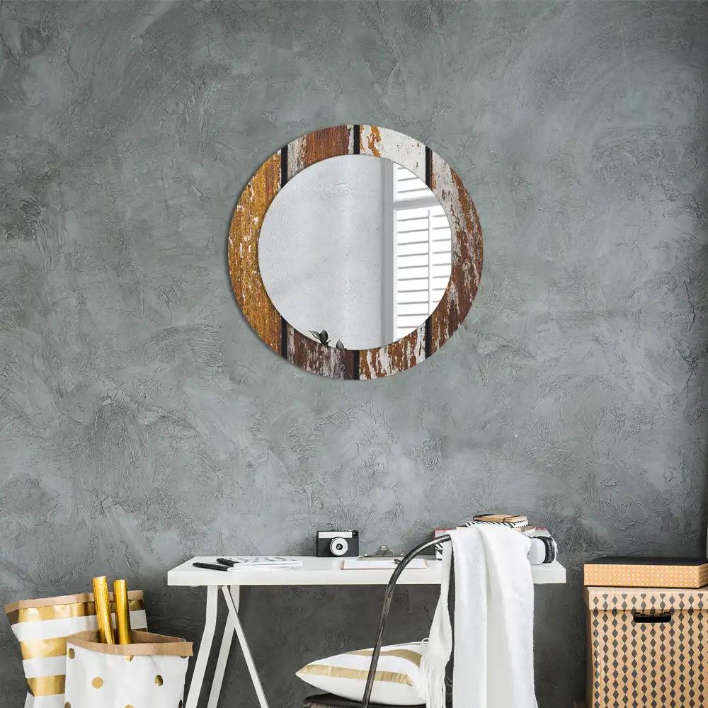 Runden spiegel Dunkles Vintage-Holz