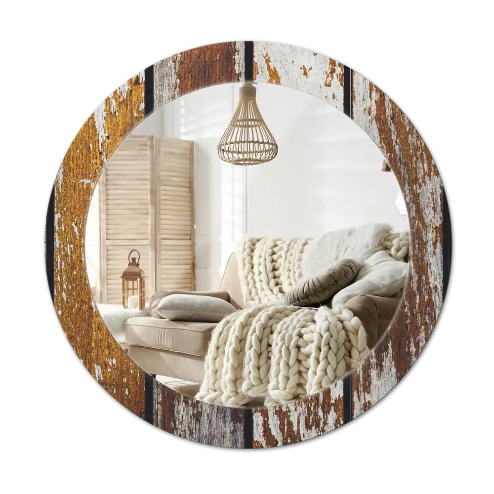 Runden spiegel Dunkles Vintage-Holz