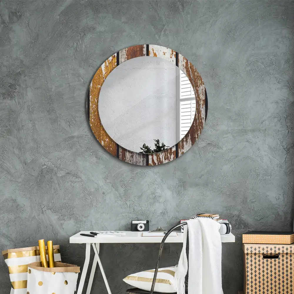 Runden spiegel Dunkles Vintage-Holz