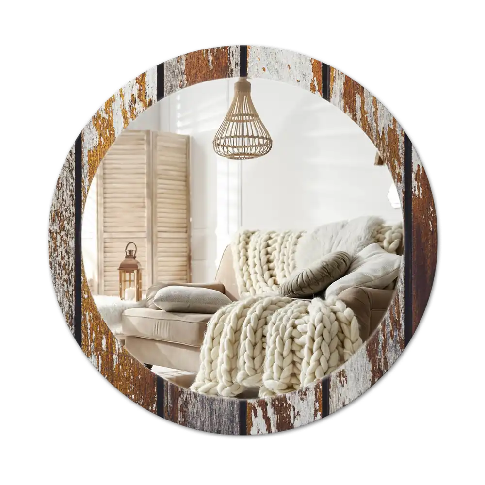 Runden spiegel Dunkles Vintage-Holz