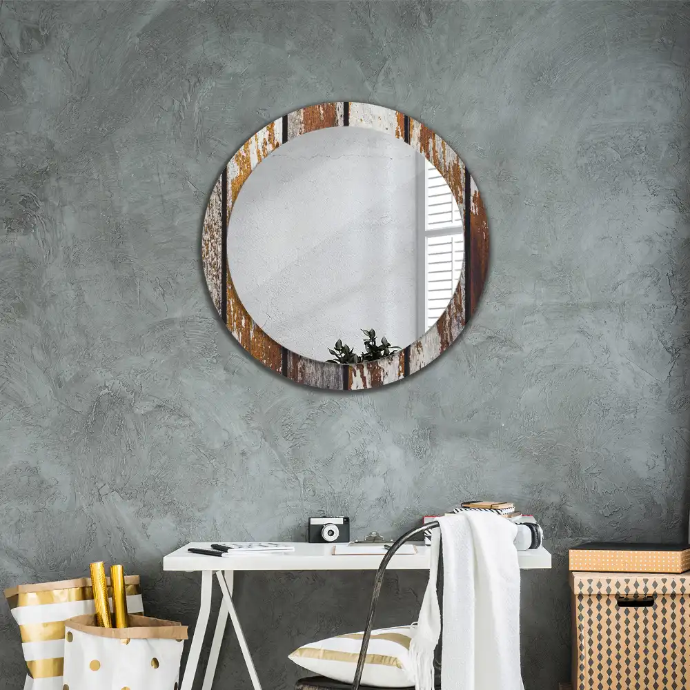 Runden spiegel Dunkles Vintage-Holz
