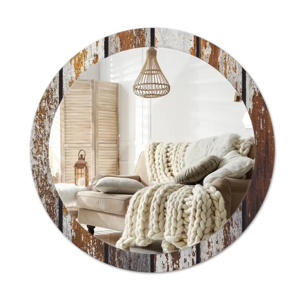 Runden spiegel Dunkles Vintage-Holz