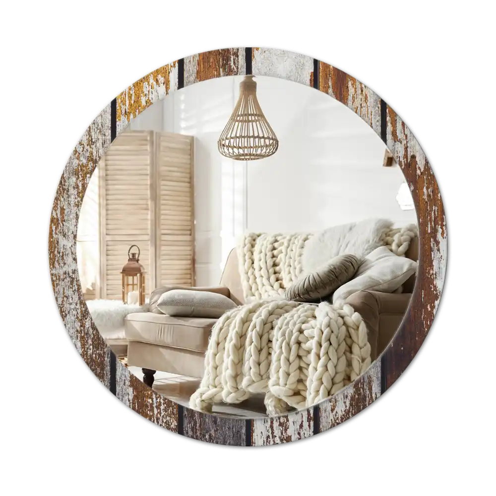 Runden spiegel Dunkles Vintage-Holz