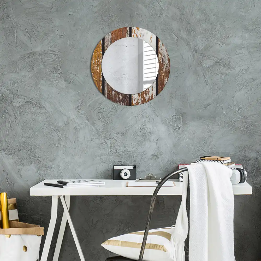 Runden spiegel Dunkles Vintage-Holz