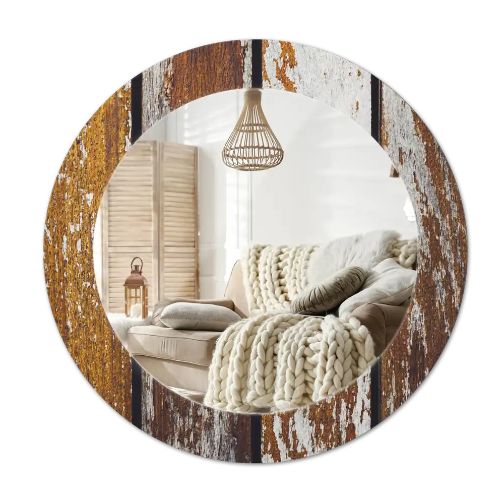 Runden spiegel Dunkles Vintage-Holz
