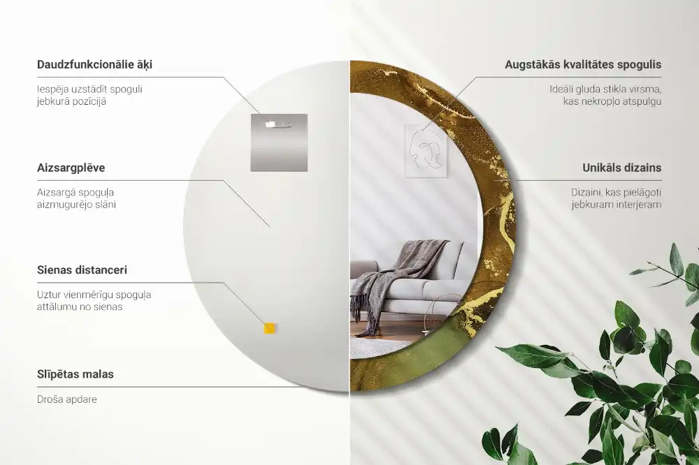 Runden spiegel Metallic-Kreise