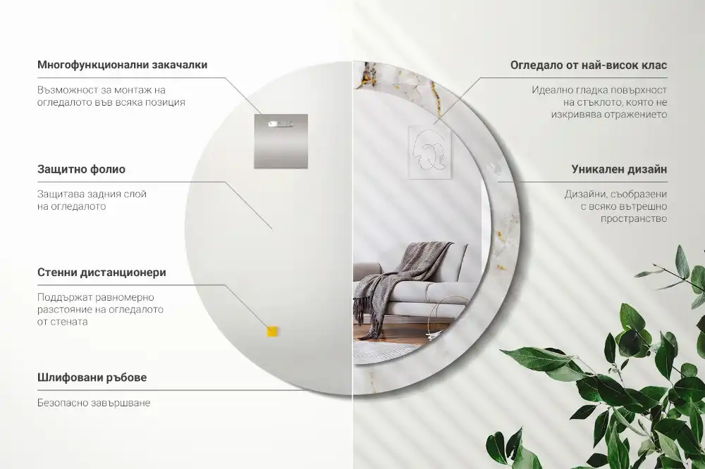 Spiegel rund Glänzender Marmor