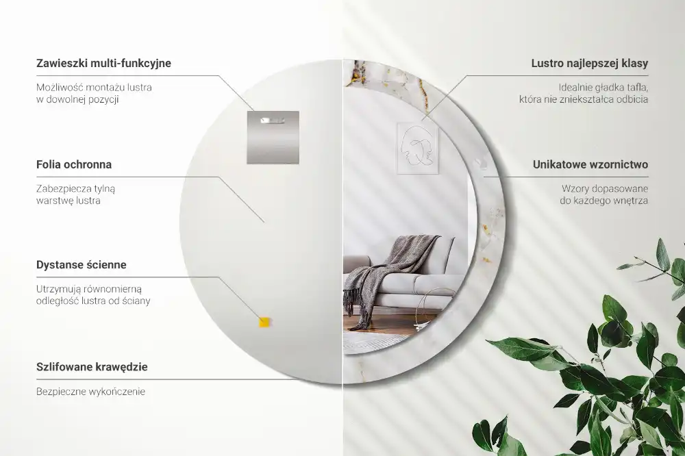 Spiegel rund Glänzender Marmor