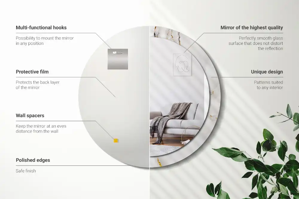 Spiegel rund Glänzender Marmor