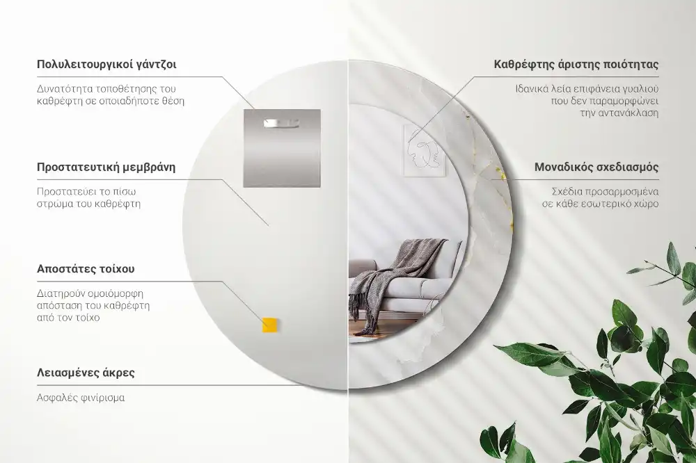 Spiegel rund Glänzender Marmor