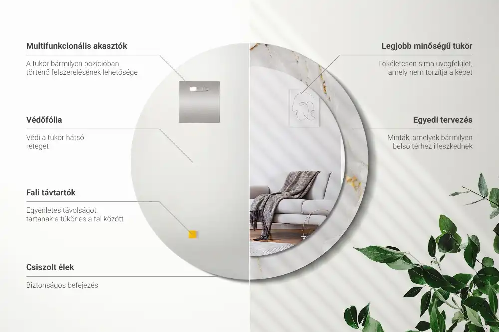 Spiegel rund Glänzender Marmor