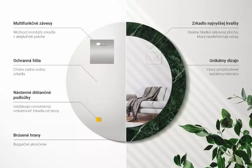 Spiegel rund Grüner Marmor