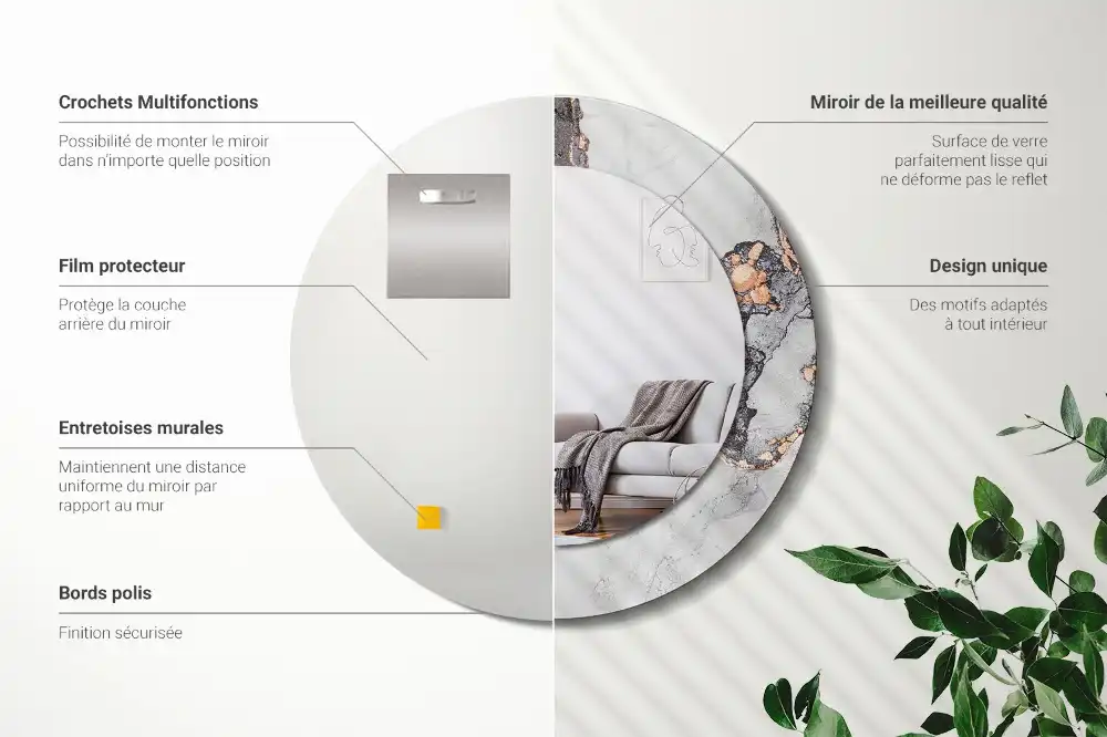 Runden spiegel Abstrakter Marmor