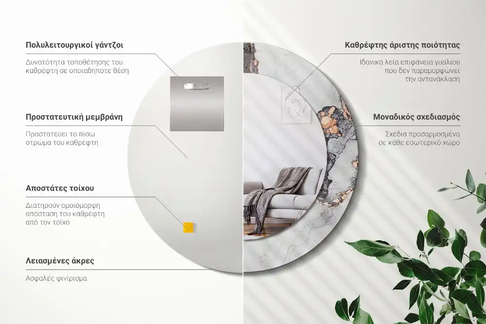 Runden spiegel Abstrakter Marmor