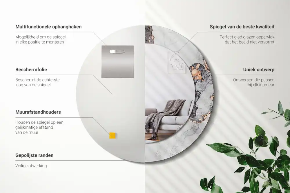 Runden spiegel Abstrakter Marmor