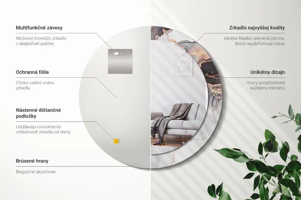 Runden spiegel Abstrakter Marmor