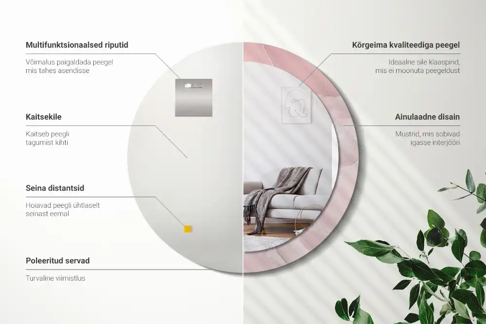 Runden spiegel Rosa Stein