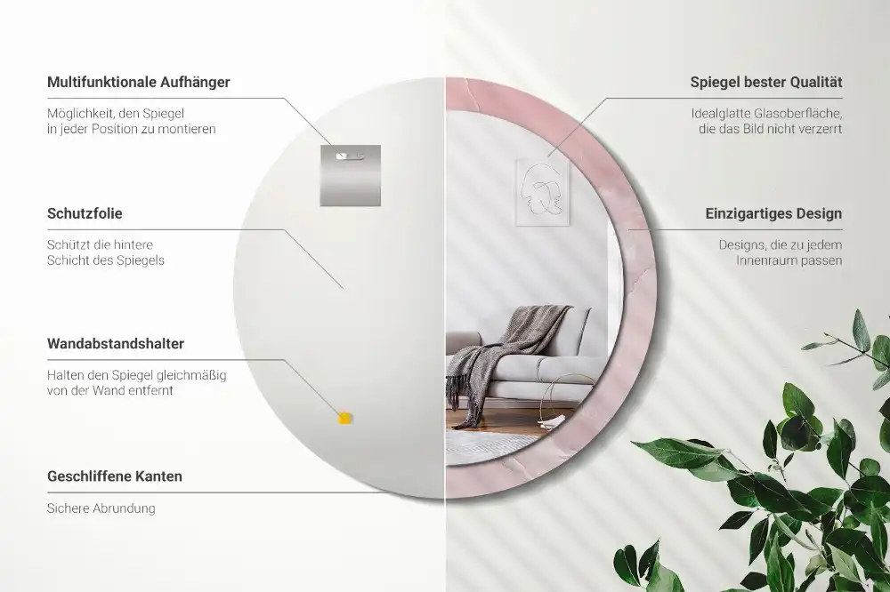 Runden spiegel Rosa Stein