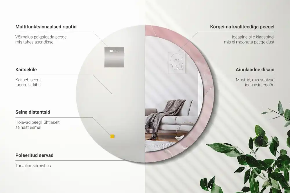 Runden spiegel Rosa Stein