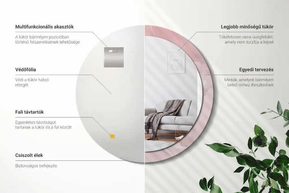 Runden spiegel Rosa Stein