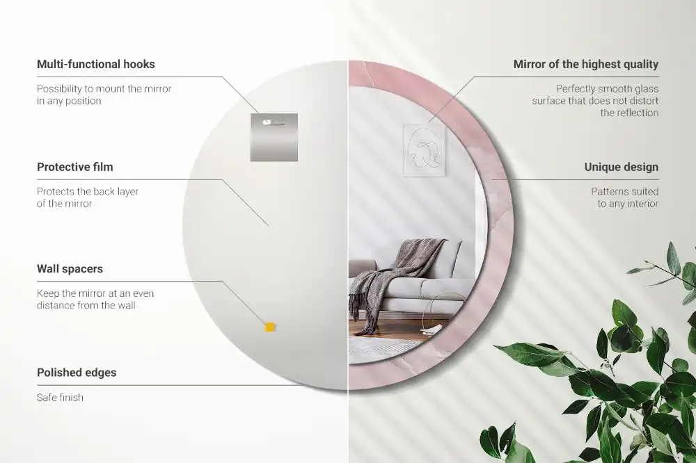 Runden spiegel Rosa Stein