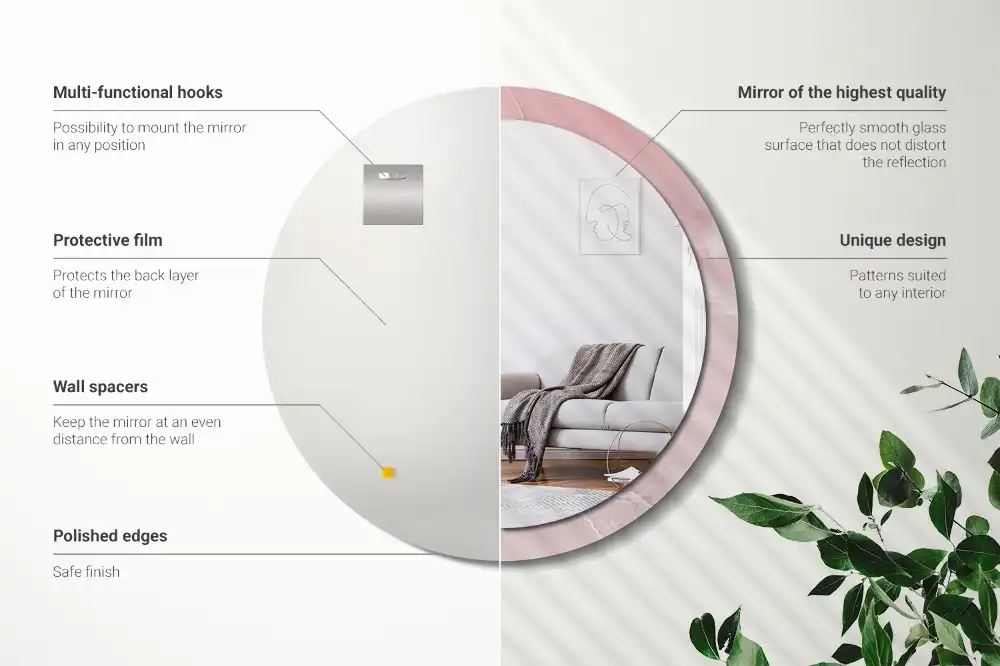 Runden spiegel Rosa Stein