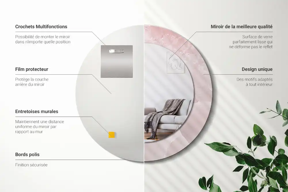 Runden spiegel Rosa Stein