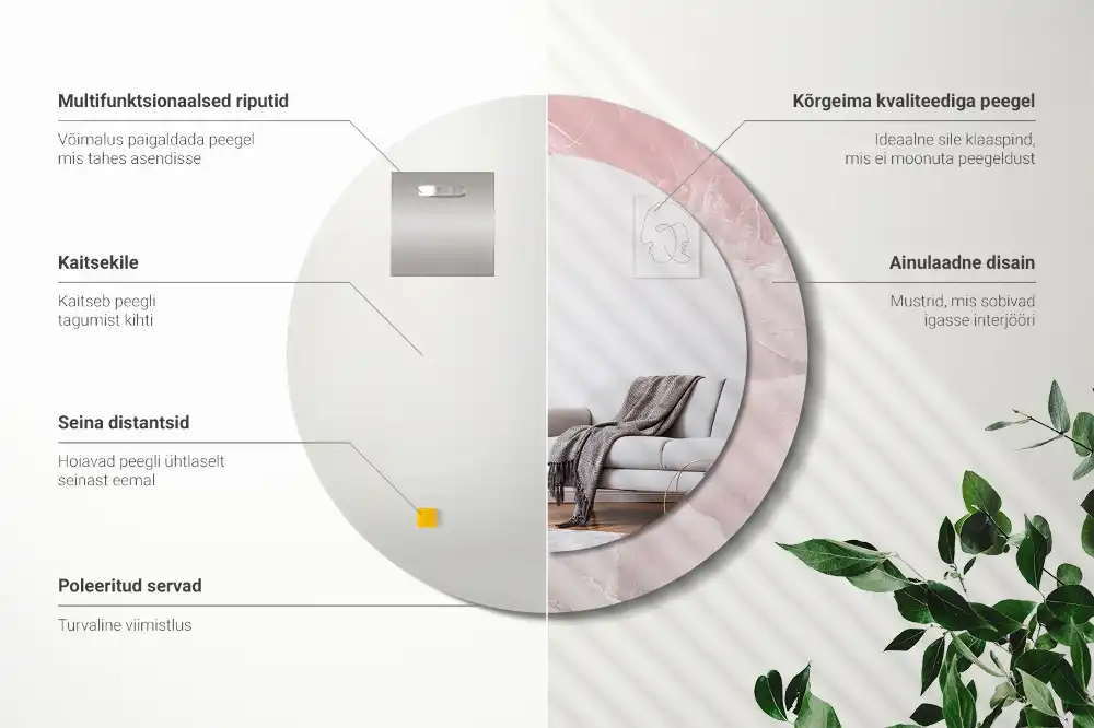 Runden spiegel Rosa Stein