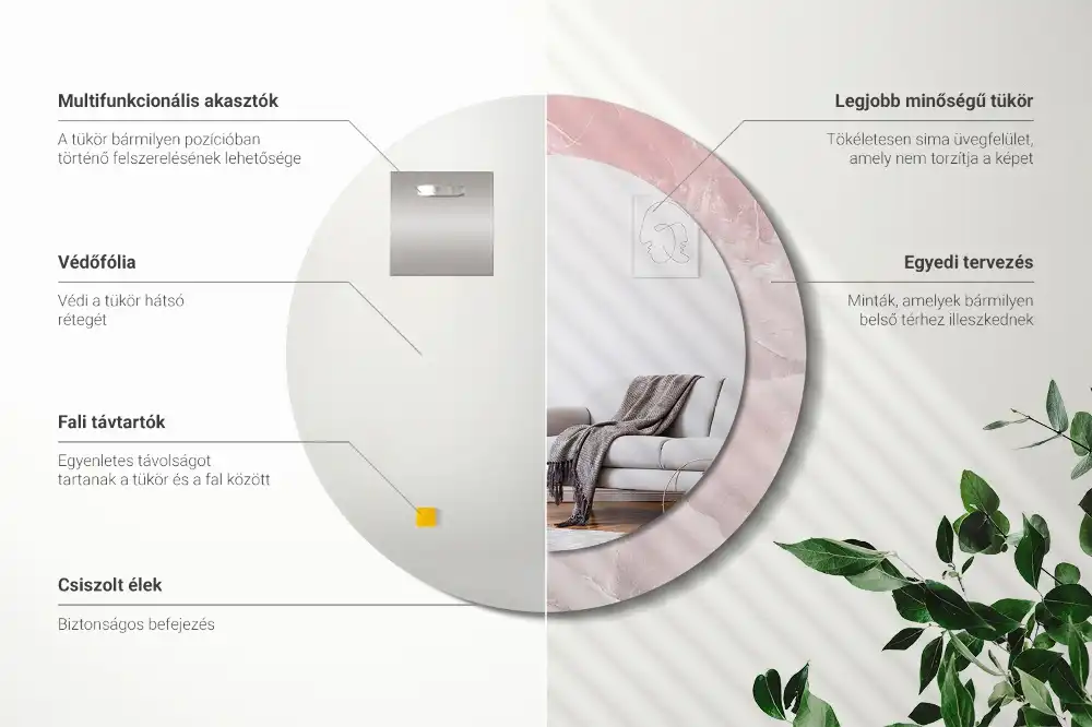 Runden spiegel Rosa Stein