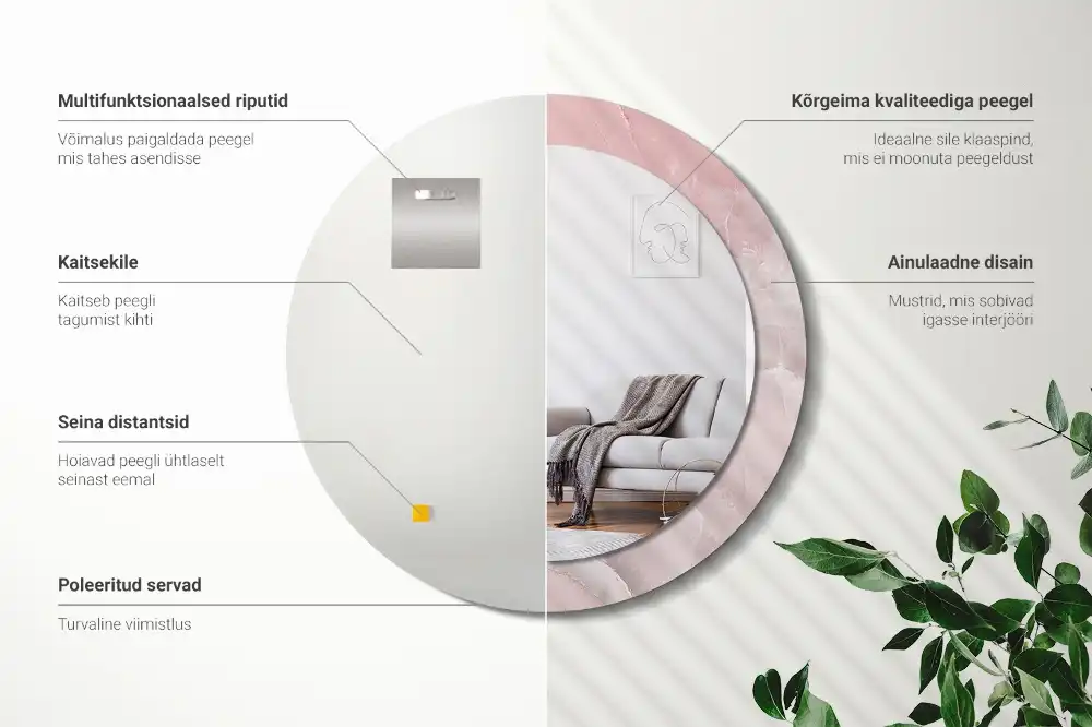 Runden spiegel Rosa Stein