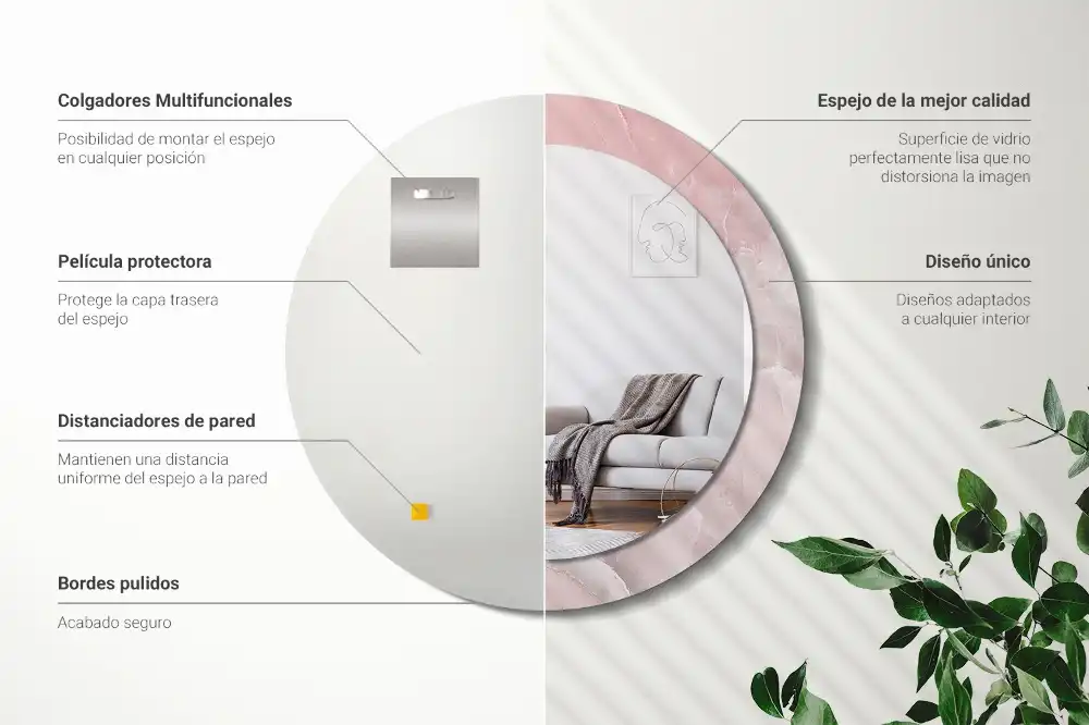 Runden spiegel Rosa Stein