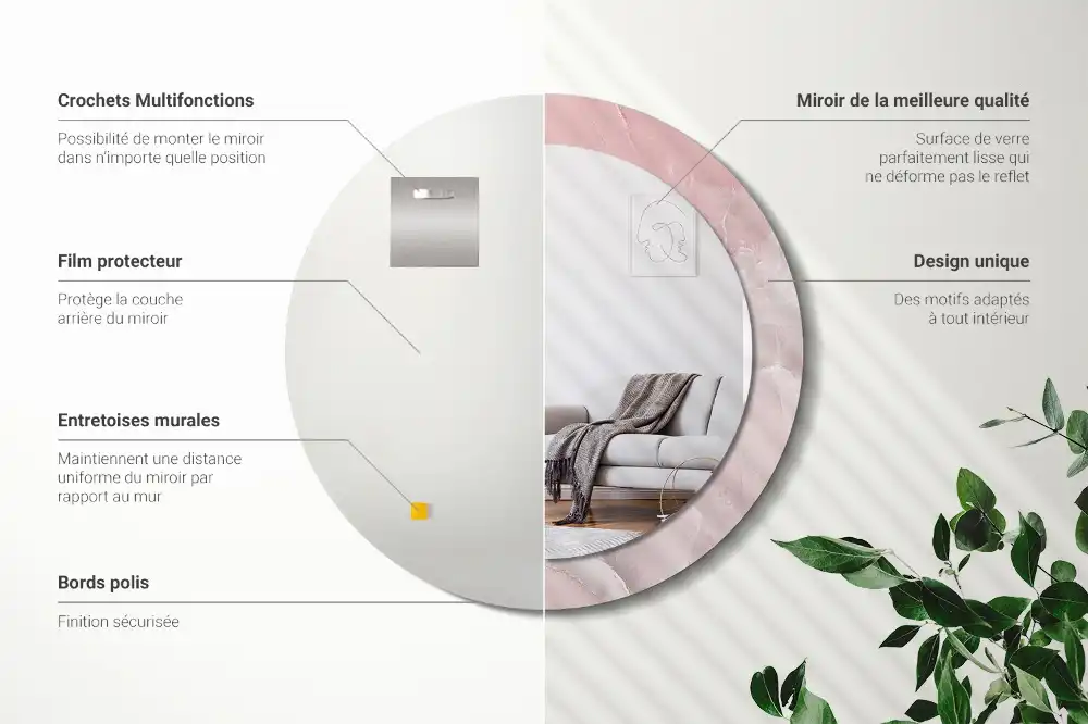 Runden spiegel Rosa Stein