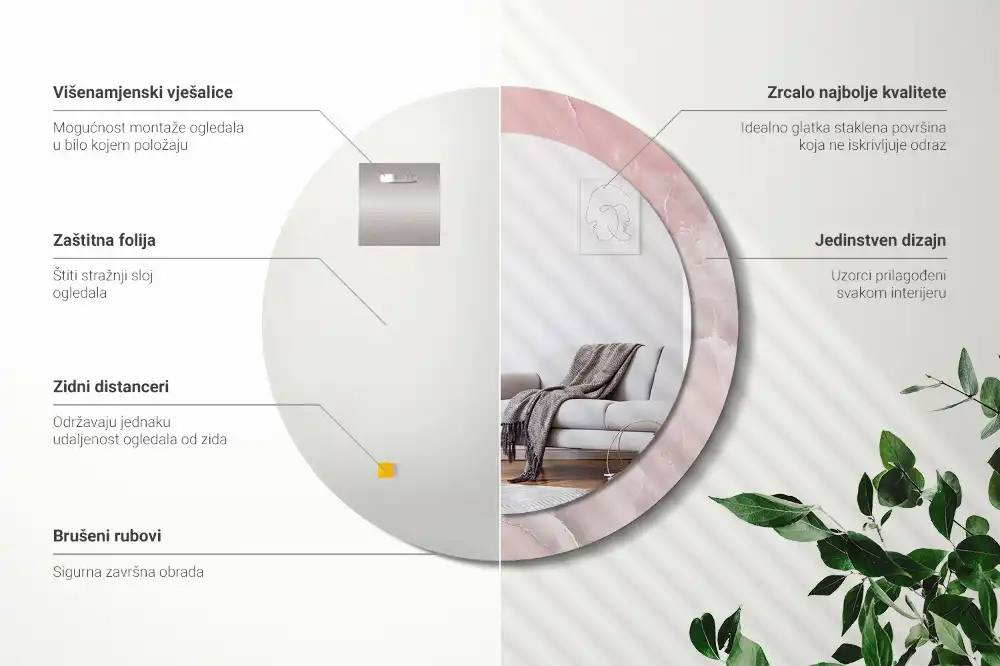 Runden spiegel Rosa Stein