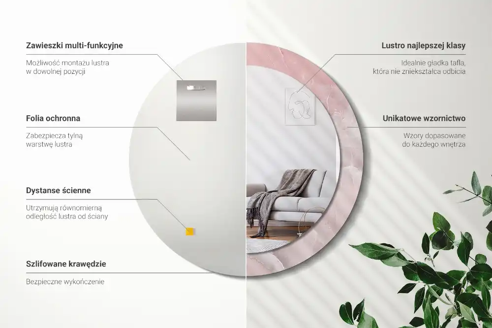 Runden spiegel Rosa Stein