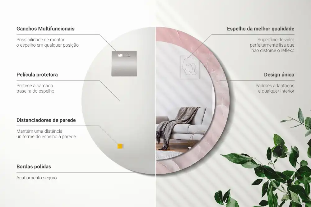 Runden spiegel Rosa Stein