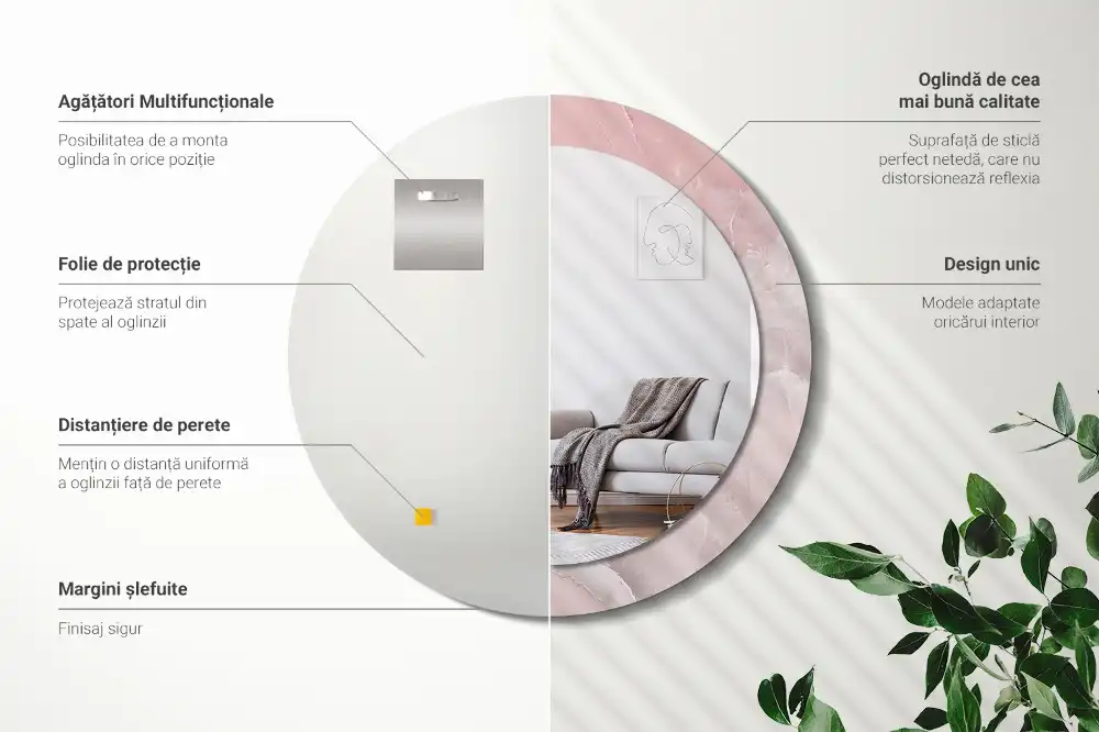 Runden spiegel Rosa Stein