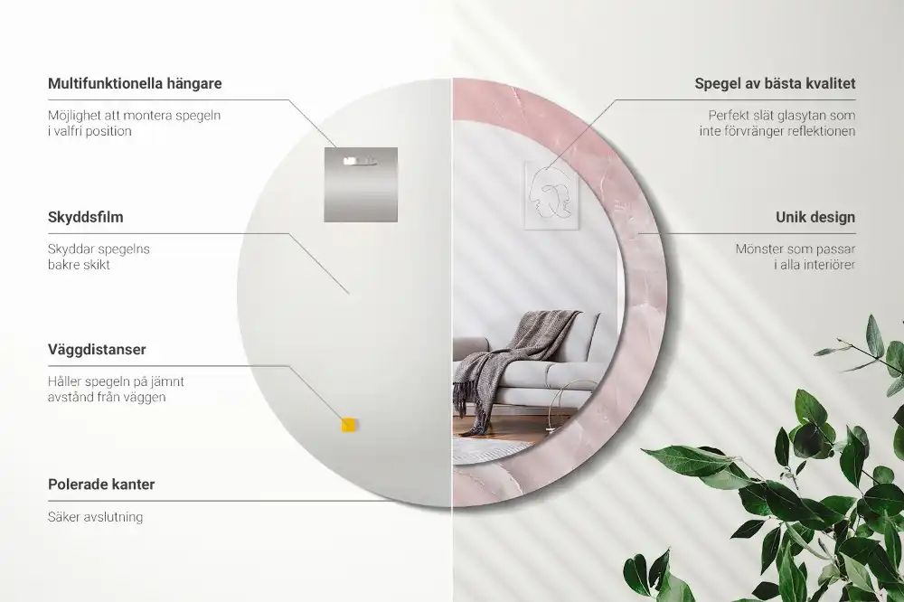 Runden spiegel Rosa Stein