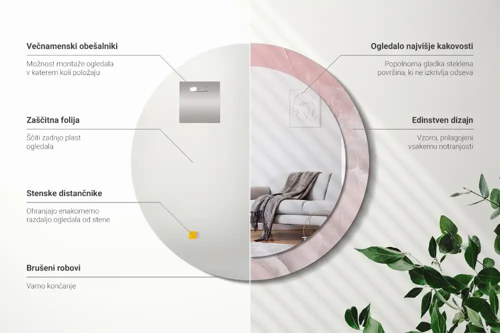 Runden spiegel Rosa Stein