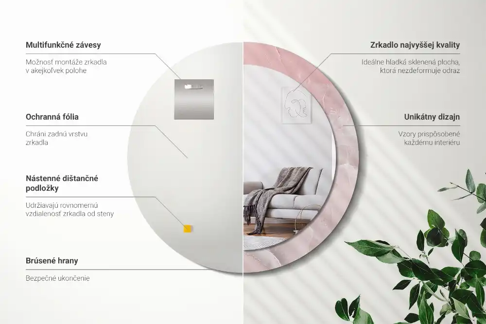 Runden spiegel Rosa Stein