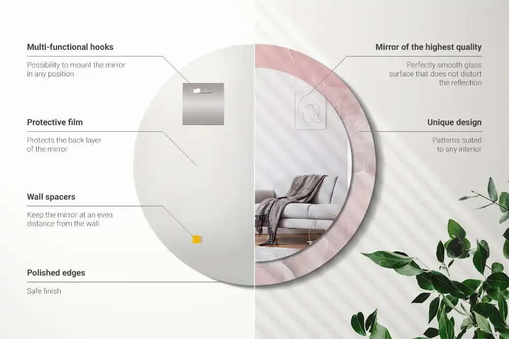 Runden spiegel Rosa Stein