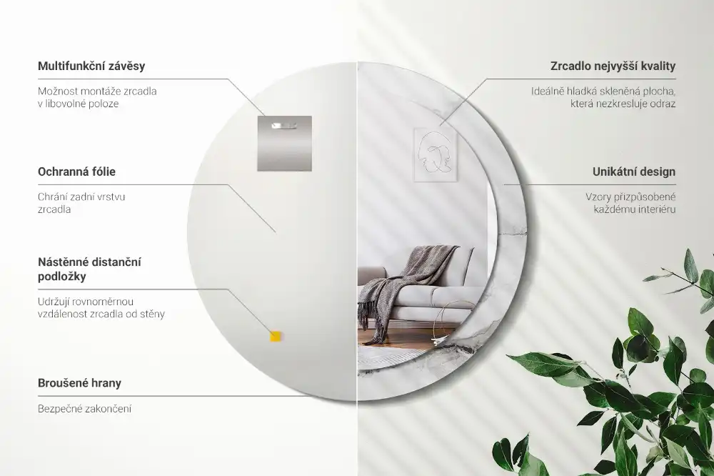 Runden spiegel Weißer Marmor