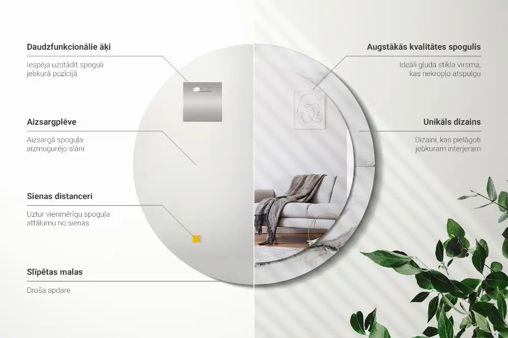 Runden spiegel Weißer Marmor