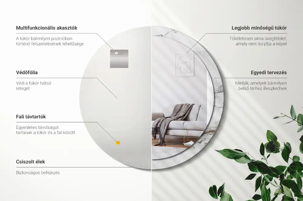 Runden spiegel Weißer Marmor