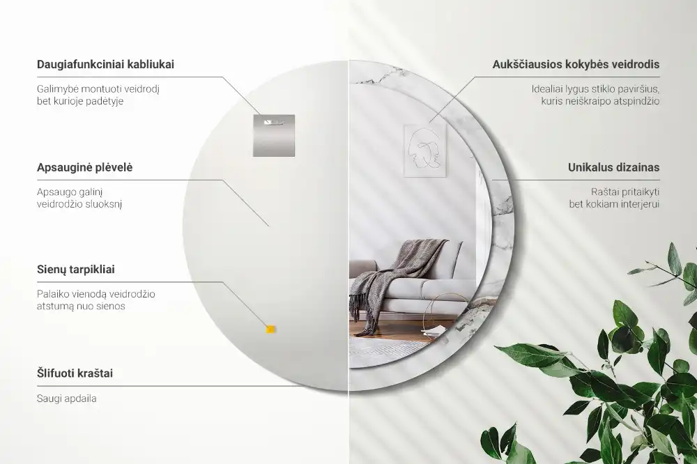 Runden spiegel Weißer Marmor