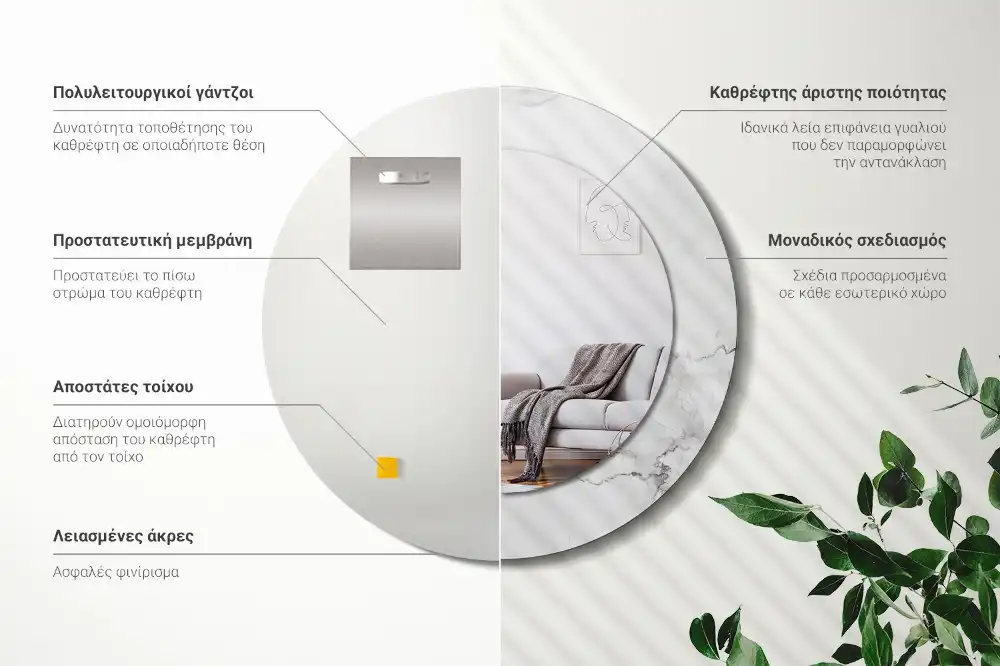 Runden spiegel Weißer Marmor